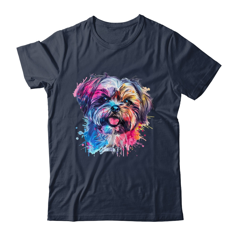 Shih Tzu Mom Lover Puppy Dog Watercolor Tie Dye Painting Shirt & Tank Top | siriusteestore