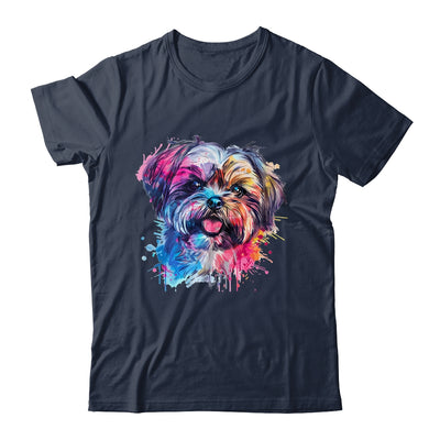 Shih Tzu Mom Lover Puppy Dog Watercolor Tie Dye Painting Shirt & Tank Top | siriusteestore