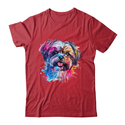 Shih Tzu Mom Lover Puppy Dog Watercolor Tie Dye Painting Shirt & Tank Top | siriusteestore