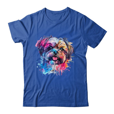 Shih Tzu Mom Lover Puppy Dog Watercolor Tie Dye Painting Shirt & Tank Top | siriusteestore
