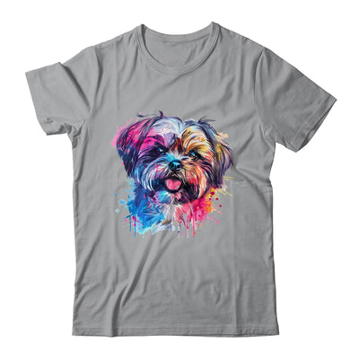 Shih Tzu Mom Lover Puppy Dog Watercolor Tie Dye Painting Shirt & Tank Top | siriusteestore
