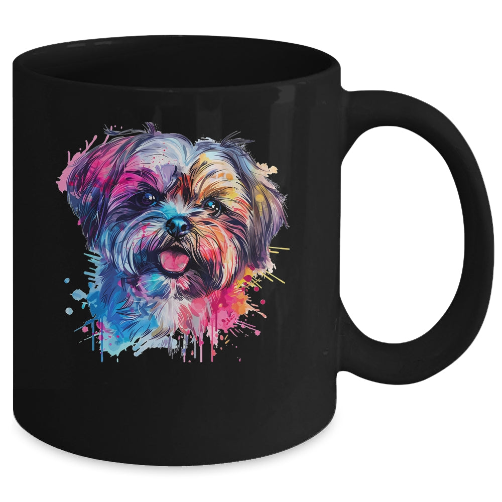 Shih Tzu Mom Lover Puppy Dog Watercolor Tie Dye Painting Mug | siriusteestore