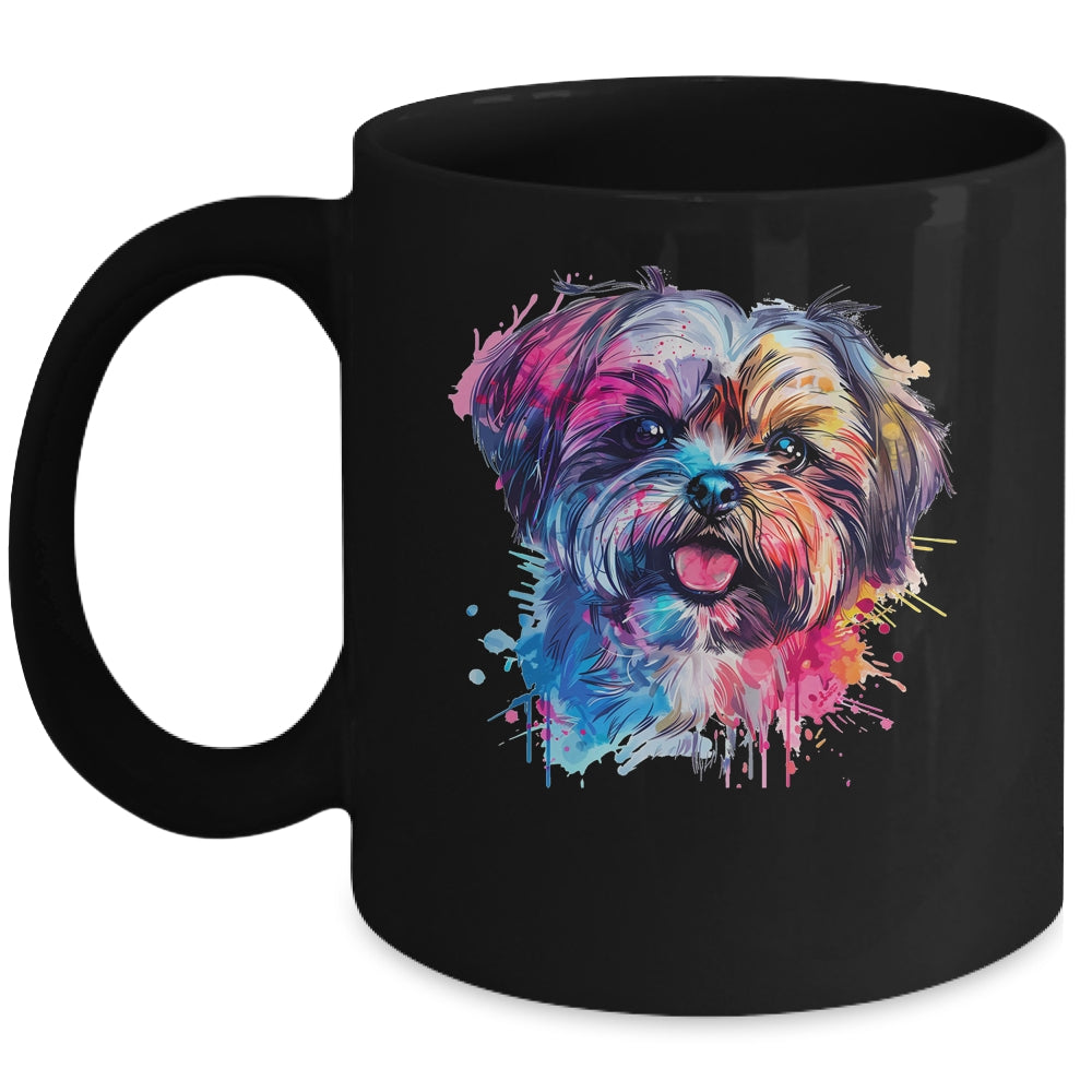 Shih Tzu Mom Lover Puppy Dog Watercolor Tie Dye Painting Mug | siriusteestore