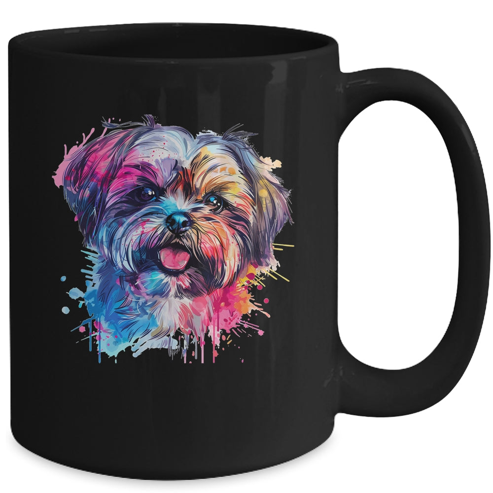 Shih Tzu Mom Lover Puppy Dog Watercolor Tie Dye Painting Mug | siriusteestore