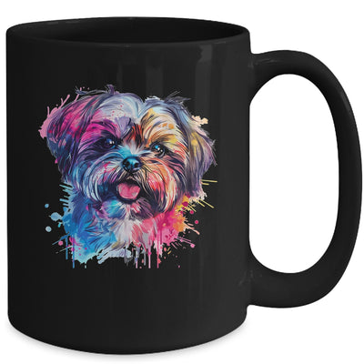 Shih Tzu Mom Lover Puppy Dog Watercolor Tie Dye Painting Mug | siriusteestore