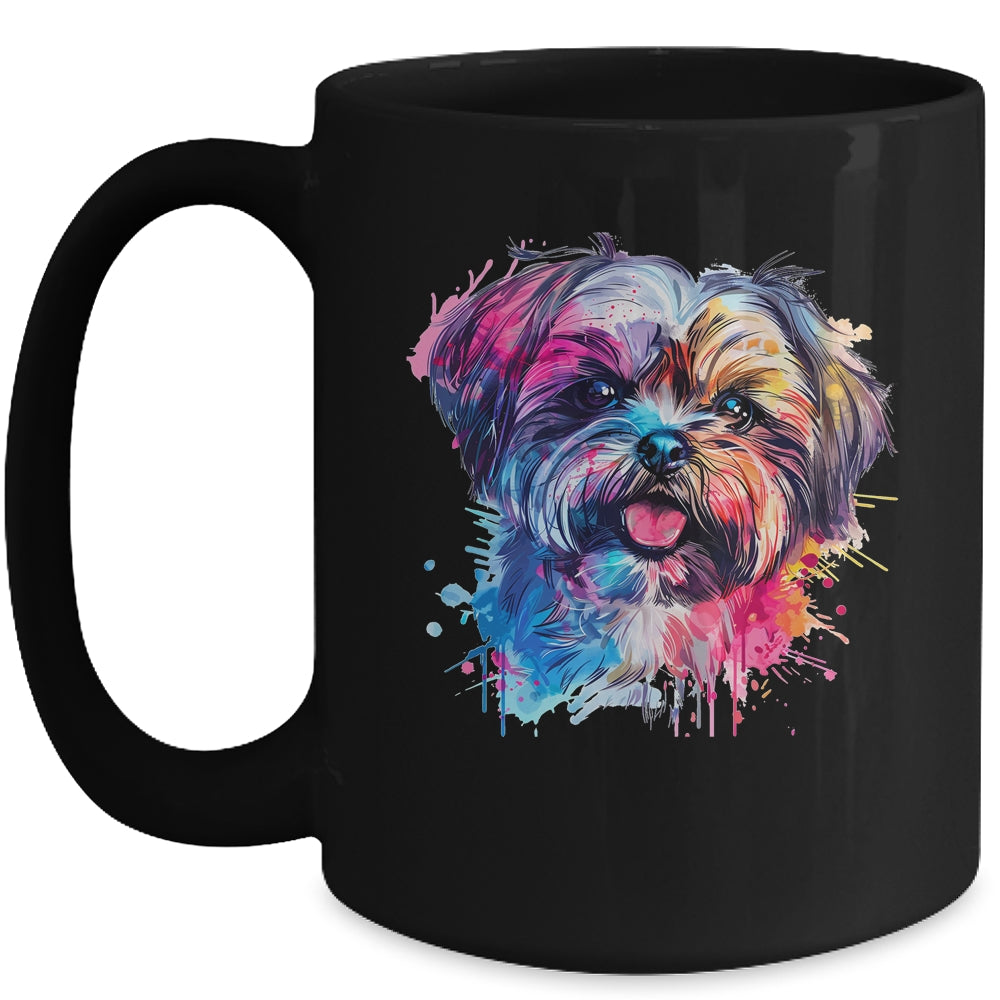 Shih Tzu Mom Lover Puppy Dog Watercolor Tie Dye Painting Mug | siriusteestore