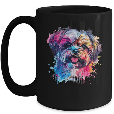 Shih Tzu Mom Lover Puppy Dog Watercolor Tie Dye Painting Mug | siriusteestore