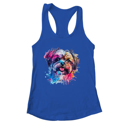 Shih Tzu Mom Lover Puppy Dog Watercolor Tie Dye Painting Shirt & Tank Top | siriusteestore
