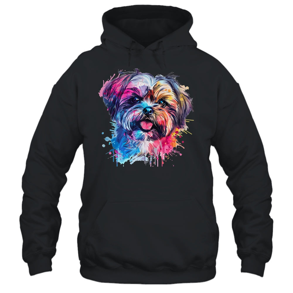 Shih Tzu Mom Lover Puppy Dog Watercolor Tie Dye Painting Shirt & Tank Top | siriusteestore