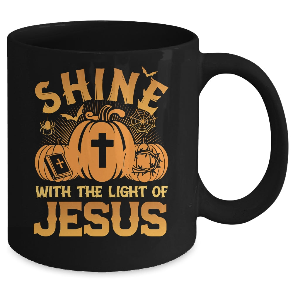 Shine With The Light Of Jesus Christian Halloween Pumpkin Mug | siriusteestore