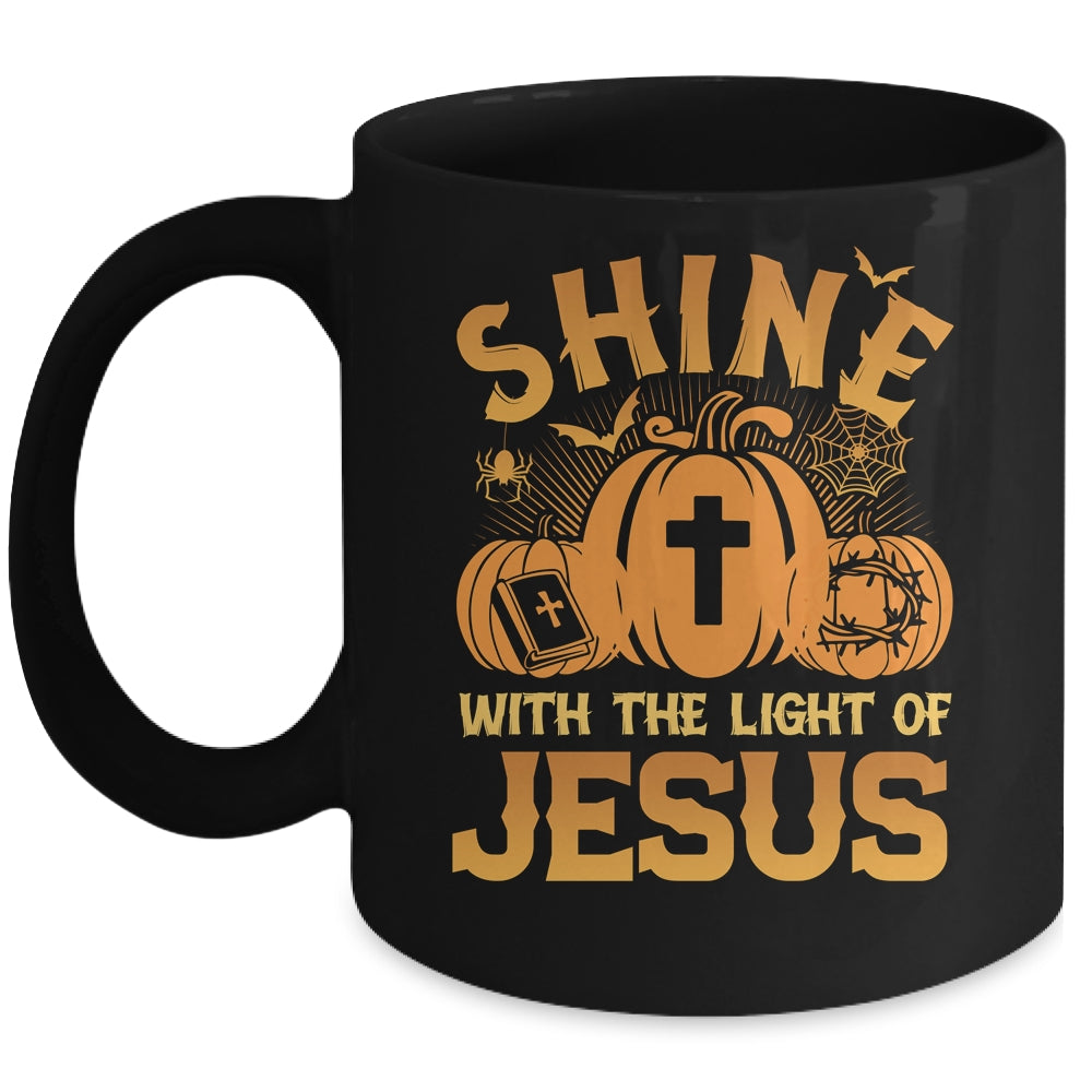 Shine With The Light Of Jesus Christian Halloween Pumpkin Mug | siriusteestore