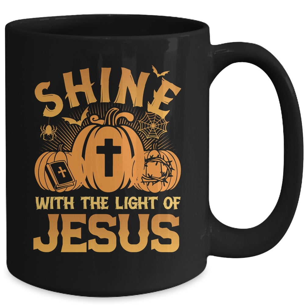 Shine With The Light Of Jesus Christian Halloween Pumpkin Mug | siriusteestore