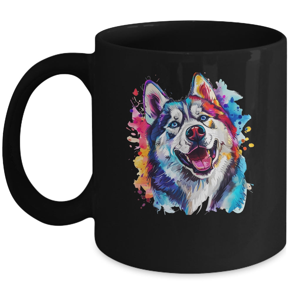 Siberian Husky Mom Lover Puppy Dog Watercolor Tie Dye Painting Mug | siriusteestore