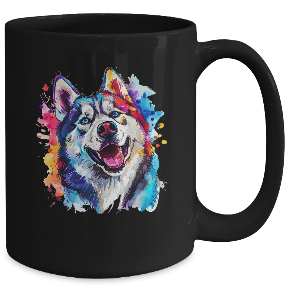 Siberian Husky Mom Lover Puppy Dog Watercolor Tie Dye Painting Mug | siriusteestore