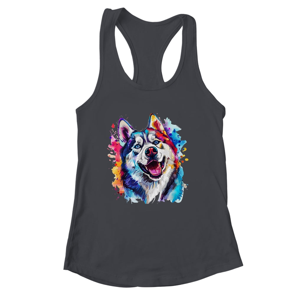 Siberian Husky Mom Lover Puppy Dog Watercolor Tie Dye Painting Shirt & Tank Top | siriusteestore