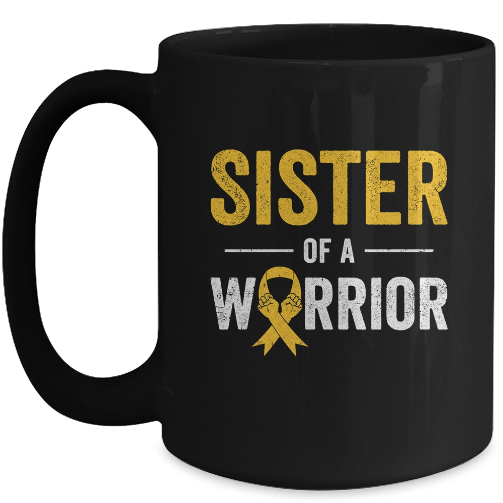 Sister Of A Warrior Childhood Cancer Awareness Family Ribbon Mug | siriusteestore