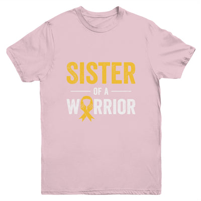 Sister Of A Warrior Childhood Cancer Awareness Family Ribbon Youth Shirt | siriusteestore