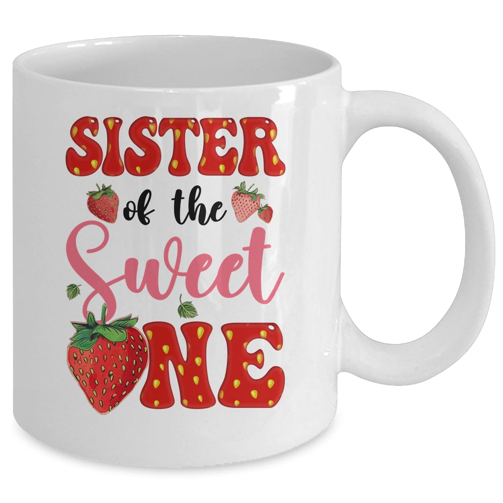 Sister Of Sweet One Strawberry Frist 1st Birthday Girl Mug | siriusteestore