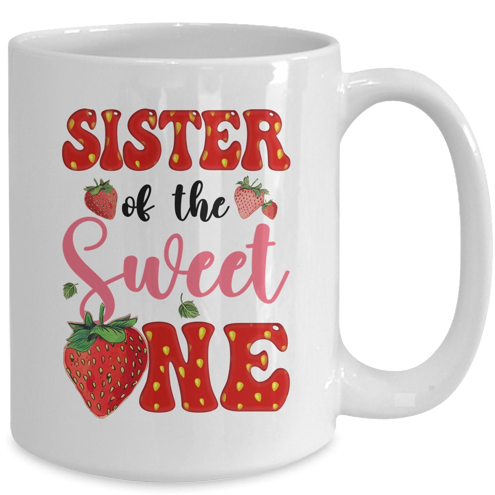 Sister Of Sweet One Strawberry Frist 1st Birthday Girl Mug | siriusteestore