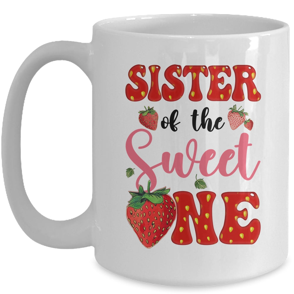 Sister Of Sweet One Strawberry Frist 1st Birthday Girl Mug | siriusteestore