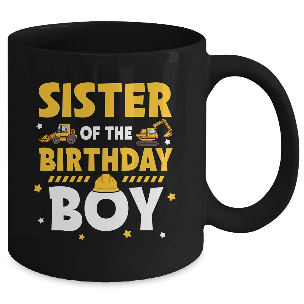 Sister Of The Birthday Boy Construction Worker Family Party Mug | siriusteestore