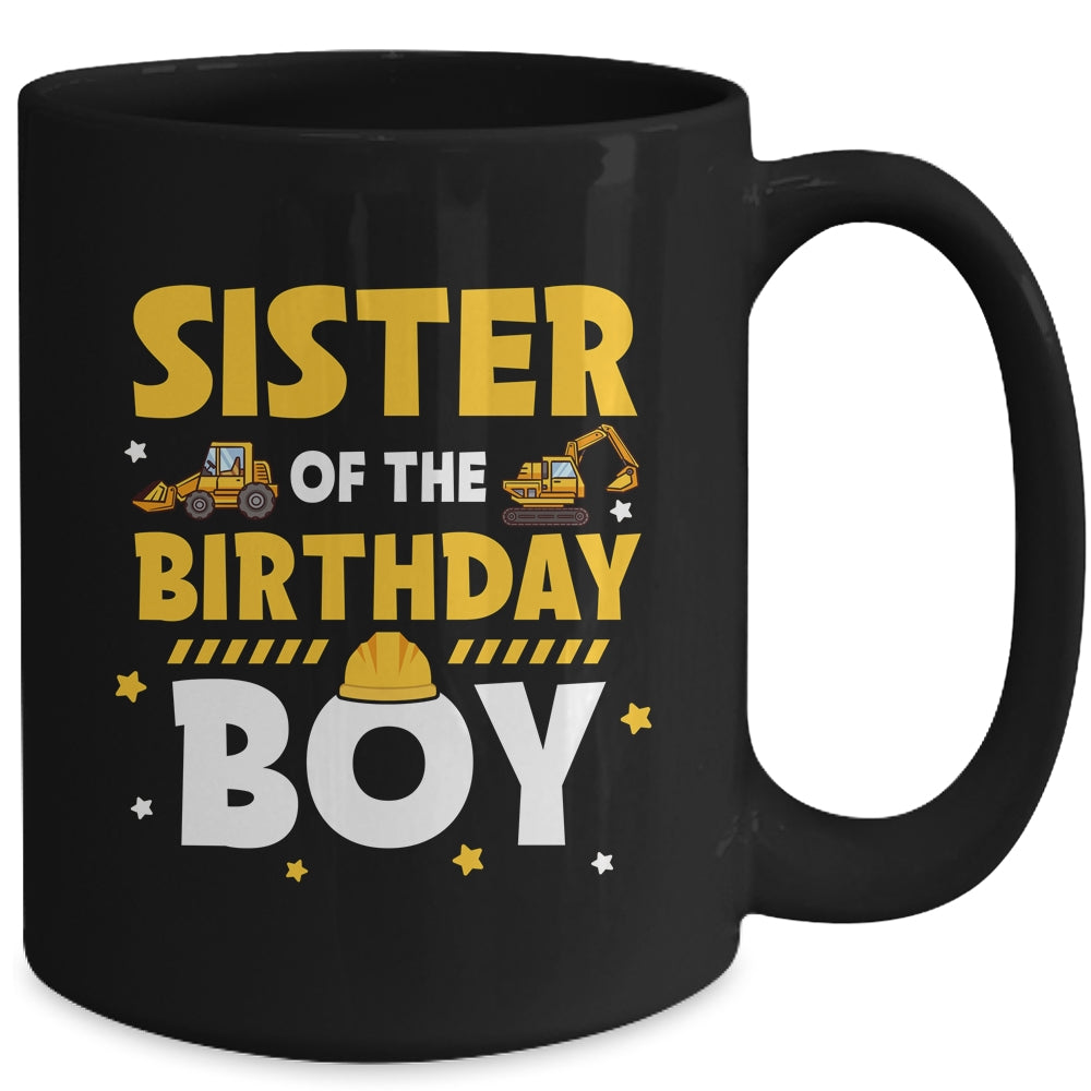 Sister Of The Birthday Boy Construction Worker Family Party Mug | siriusteestore