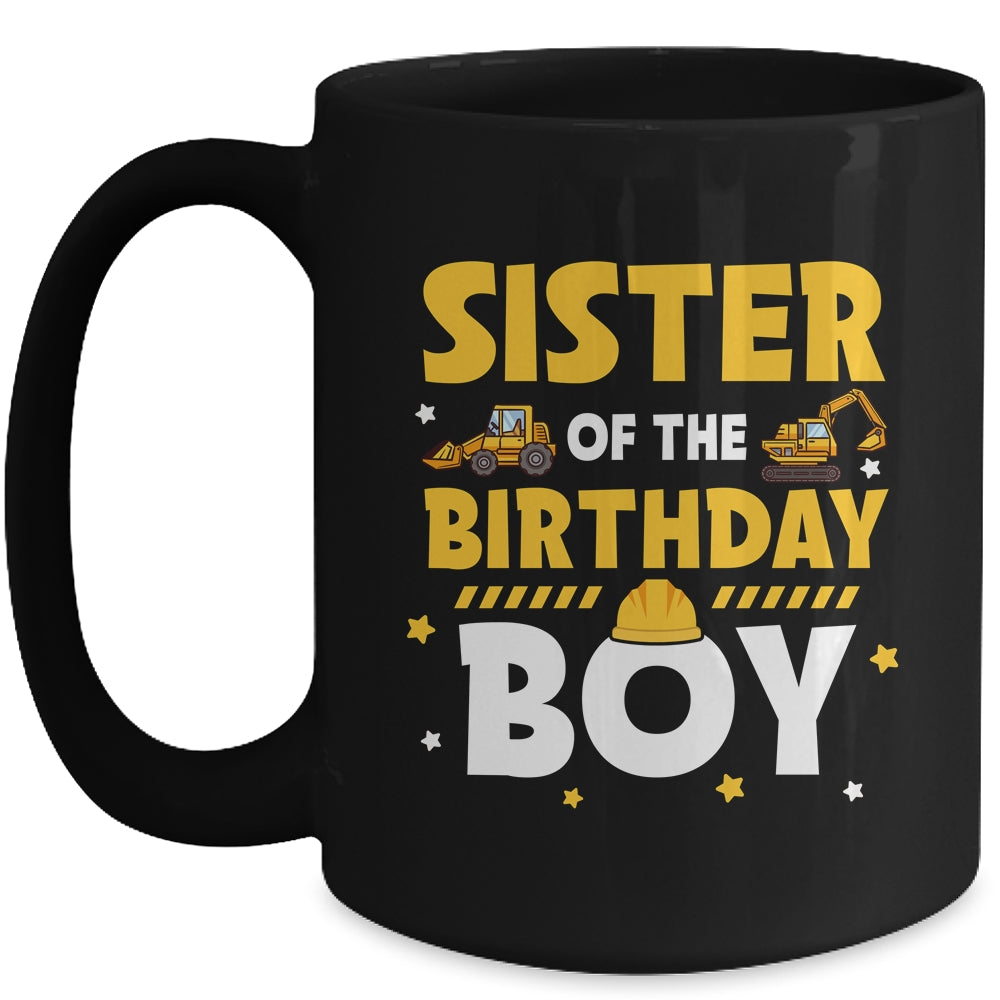 Sister Of The Birthday Boy Construction Worker Family Party Mug | siriusteestore