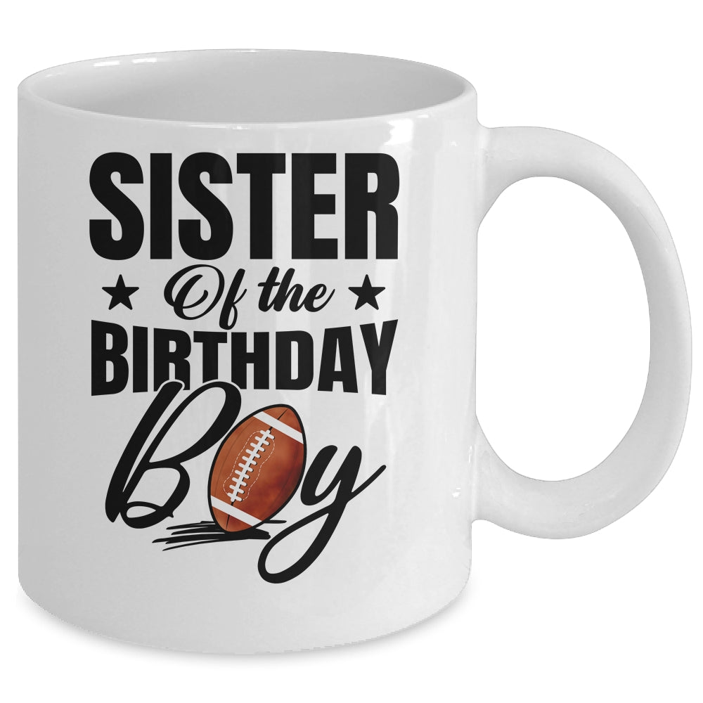 Sister Of The Birthday Boy Football 1st Birthday Party Mug | siriusteestore
