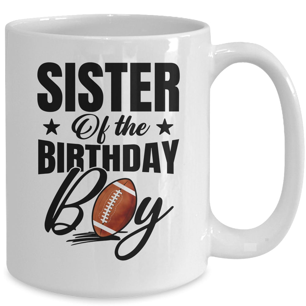 Sister Of The Birthday Boy Football 1st Birthday Party Mug | siriusteestore