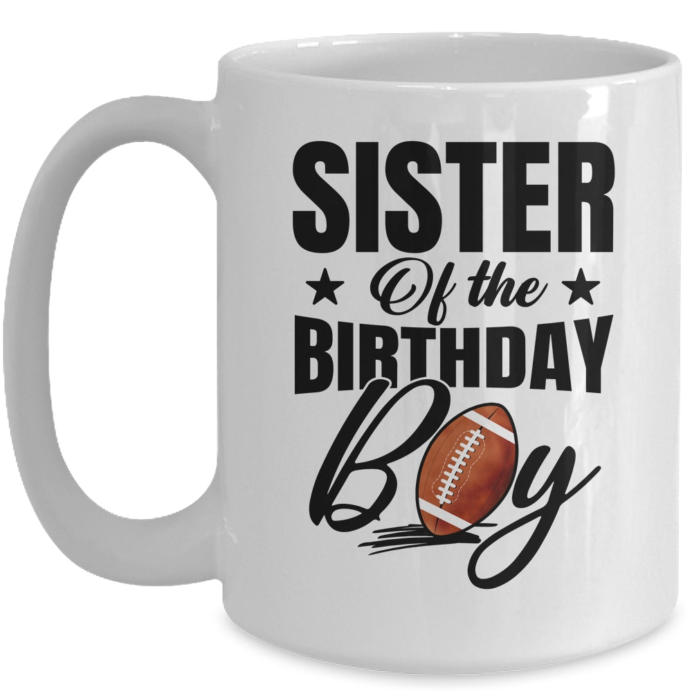 Sister Of The Birthday Boy Football 1st Birthday Party Mug | siriusteestore