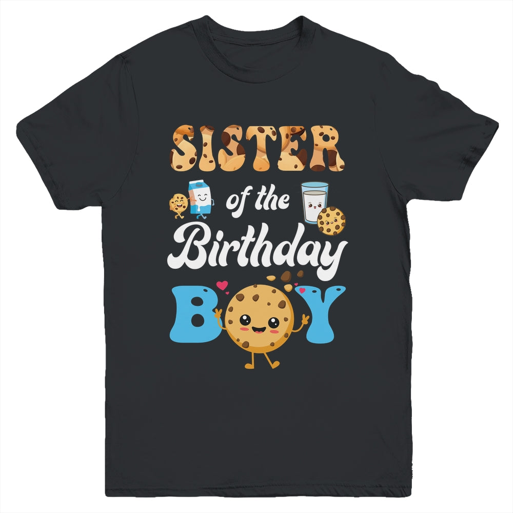 Sister Of The Birthday Boy Milk And Cookies 1st Birthday Youth Shirt | siriusteestore