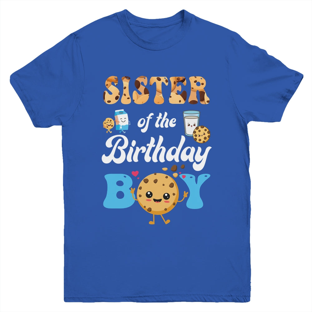 Sister Of The Birthday Boy Milk And Cookies 1st Birthday Youth Shirt | siriusteestore
