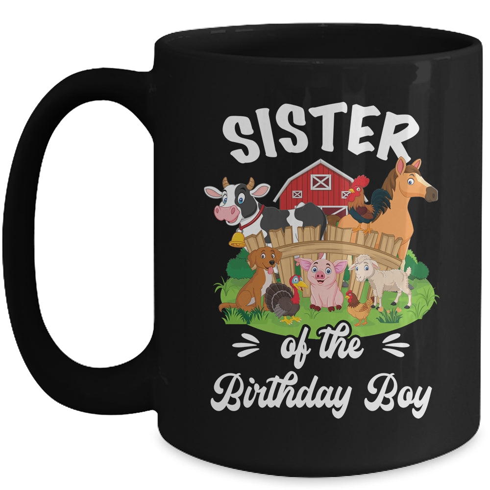 Sister Of The Birthday Boy Party Cow Farm 1st Birthday Party Mug | siriusteestore