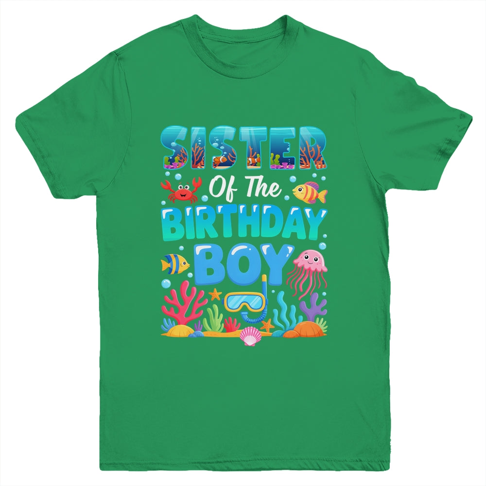 Sister Of The Birthday Boy Sea Animals Ocean Aquarium Youth Shirt | siriusteestore