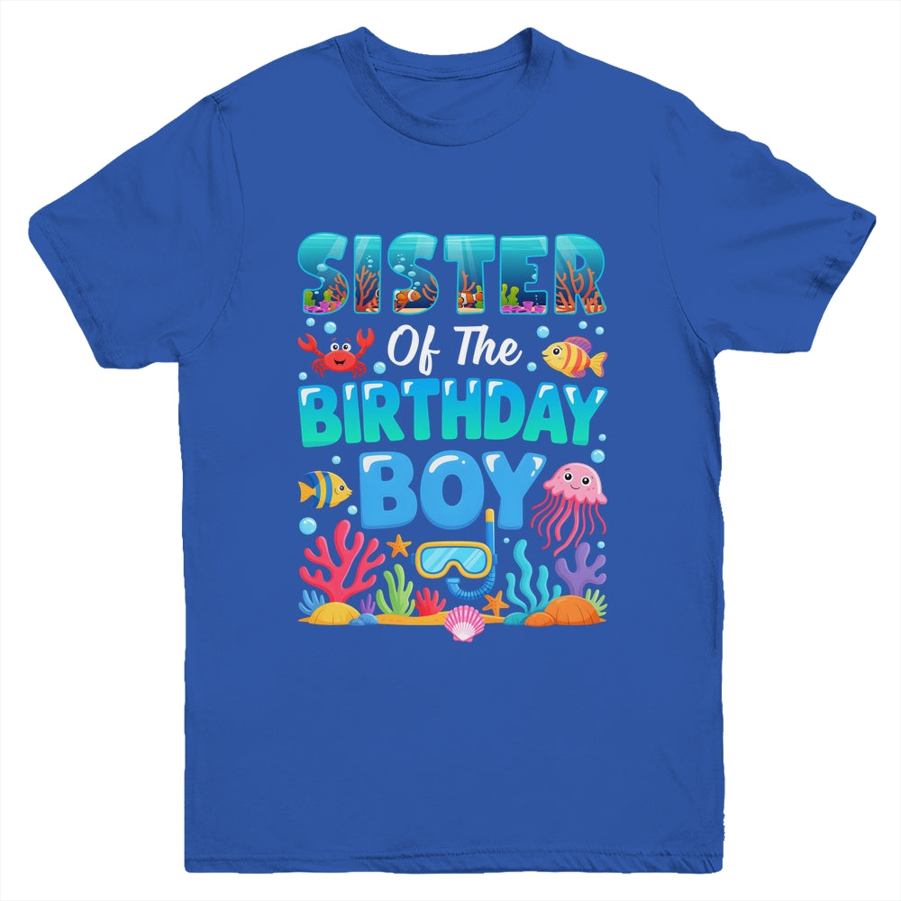 Sister Of The Birthday Boy Sea Animals Ocean Aquarium Youth Shirt | siriusteestore
