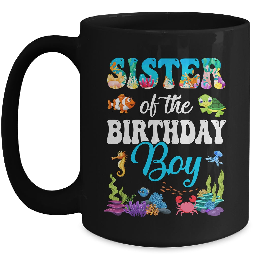 Sister Of The Birthday Boy Sea Fish Ocean Aquarium Party Mug | siriusteestore