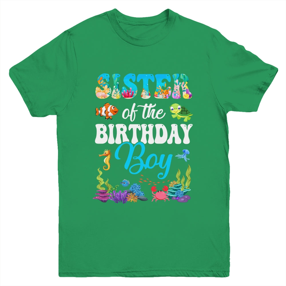 Sister Of The Birthday Boy Sea Fish Ocean Aquarium Party Youth Shirt | siriusteestore