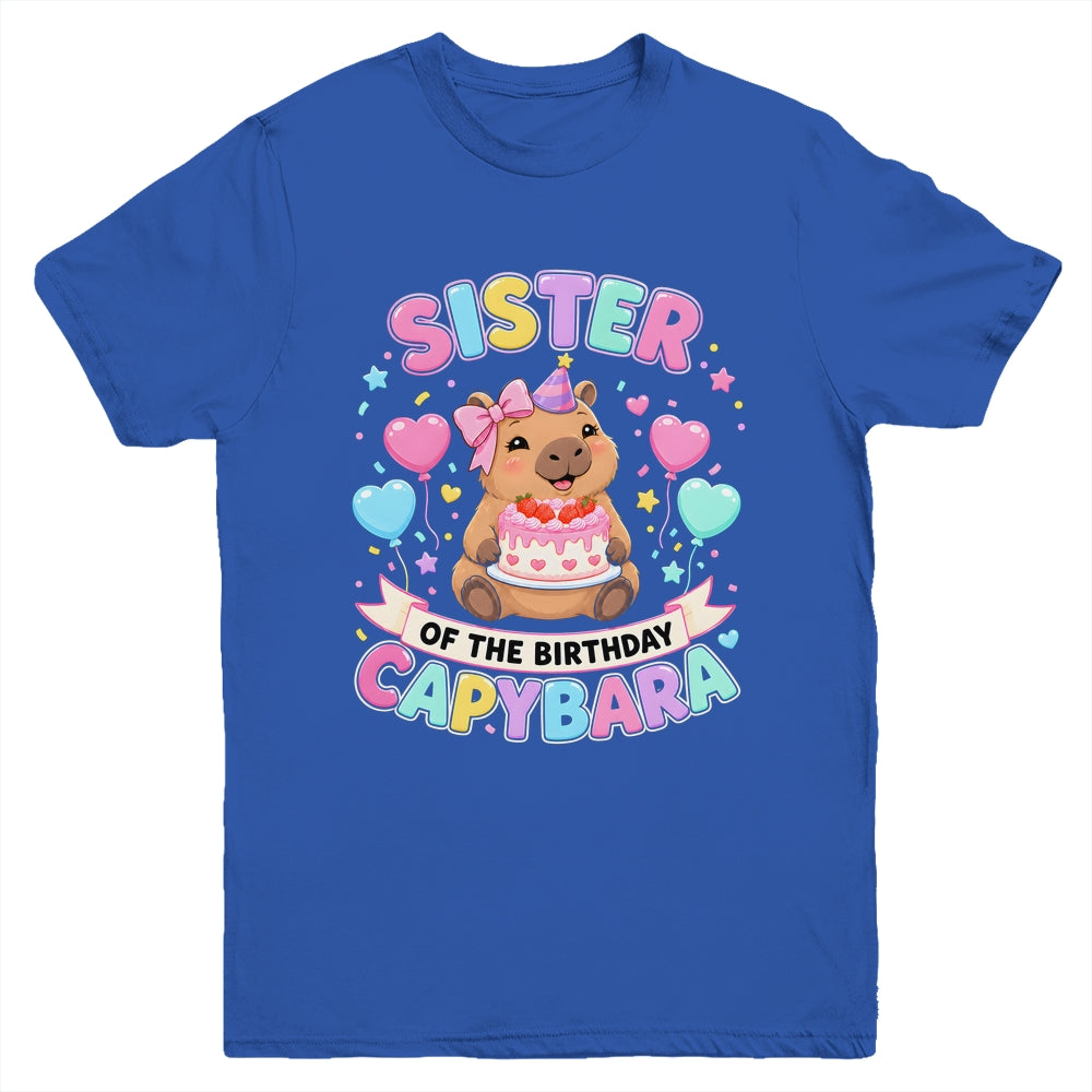 Sister Of The Birthday Capybara Birthday Girl Family Youth Shirt | siriusteestore