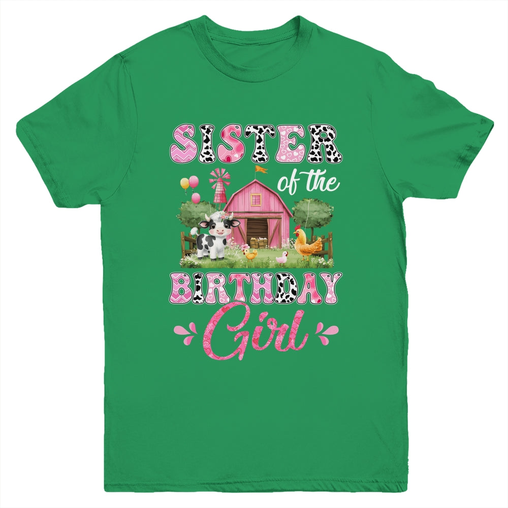 Sister Of The Birthday Girl 1st Birthday Cow Farm Family Youth Shirt | siriusteestore