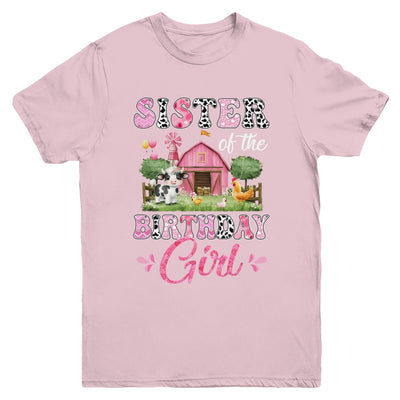 Sister Of The Birthday Girl 1st Birthday Cow Farm Family Youth Shirt | siriusteestore