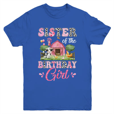 Sister Of The Birthday Girl 1st Birthday Cow Farm Family Youth Shirt | siriusteestore