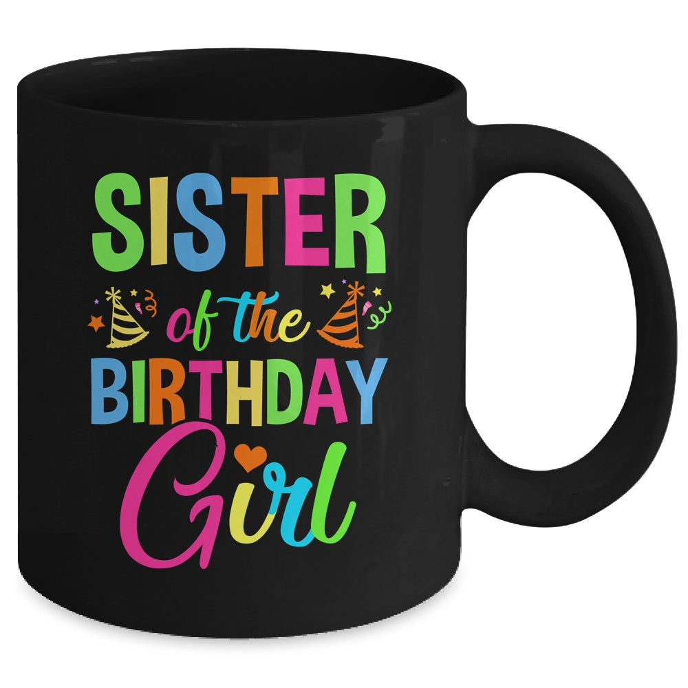 Sister Of The Birthday Girl Glows Retro 80's Party Family Mug | siriusteestore