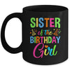 Sister Of The Birthday Girl Glows Retro 80's Party Family Mug | siriusteestore