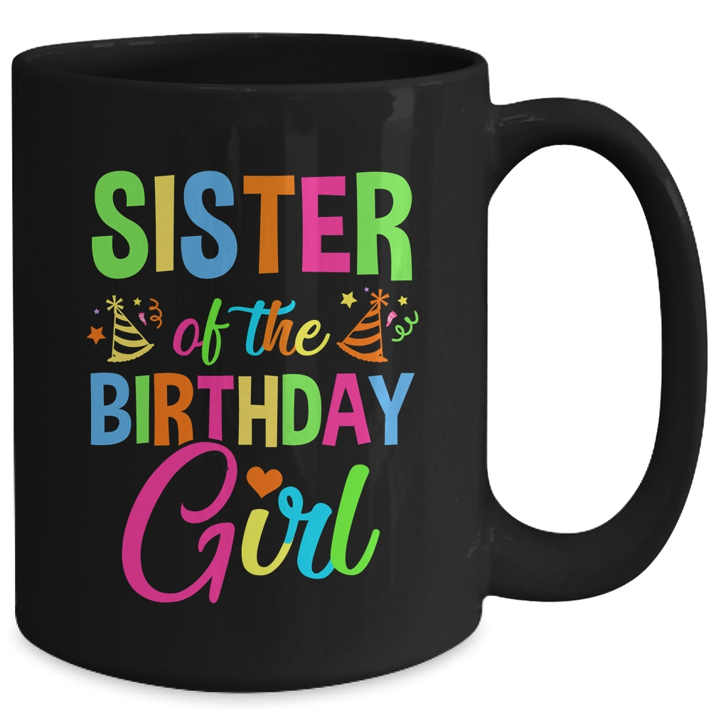 Sister Of The Birthday Girl Glows Retro 80's Party Family Mug | siriusteestore