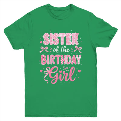 Sister Of The Birthday Girl Matching Pink Coquette Bow Youth Shirt | siriusteestore