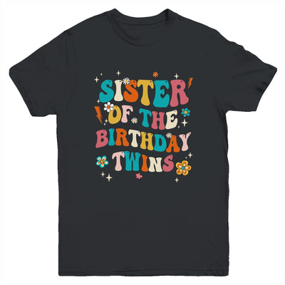 Sister Of The Birthday Twins Boys Girls Party Retro Bday Youth Shirt | siriusteestore