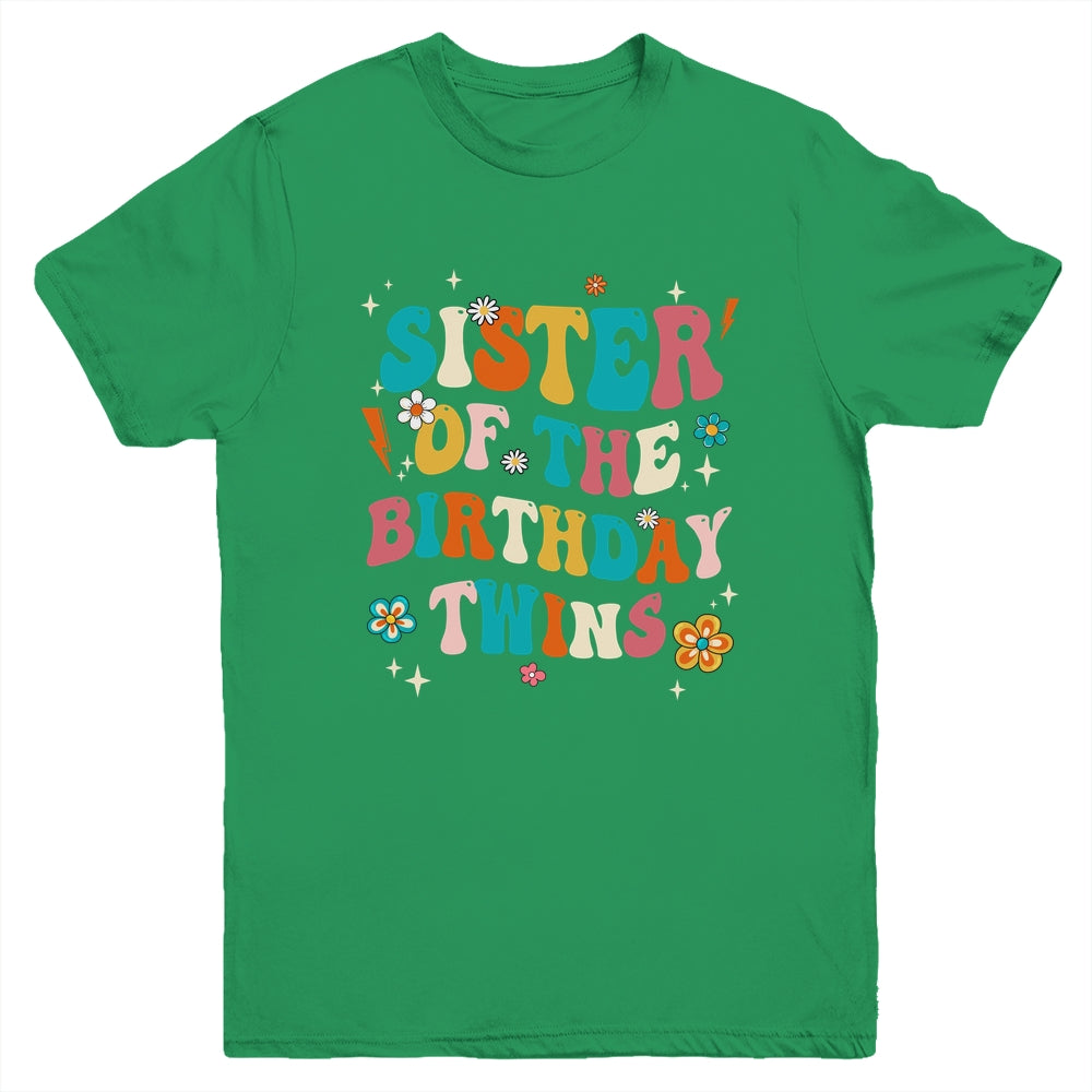 Sister Of The Birthday Twins Boys Girls Party Retro Bday Youth Shirt | siriusteestore