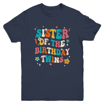 Sister Of The Birthday Twins Boys Girls Party Retro Bday Youth Shirt | siriusteestore