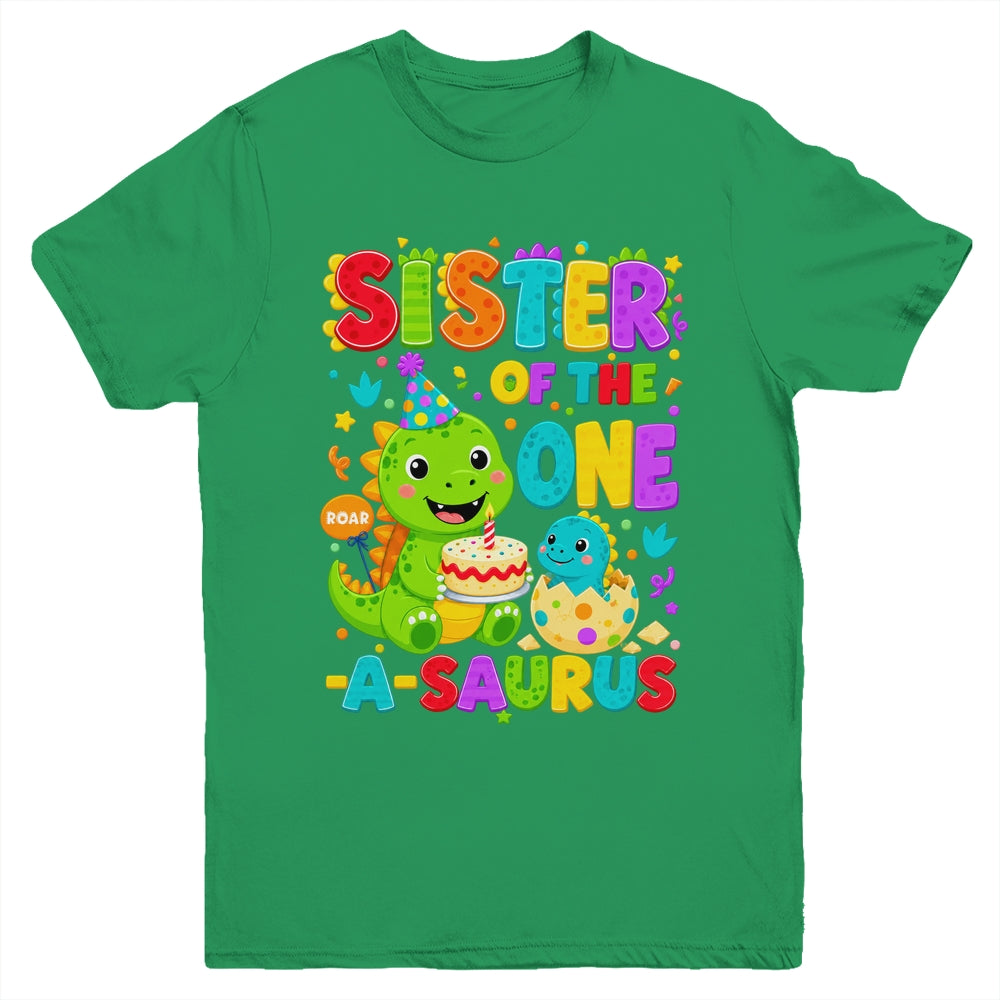 Sister Of The One-A-Saurus 1St Birthday Boy T-Rex Dinosaur Youth Shirt | siriusteestore