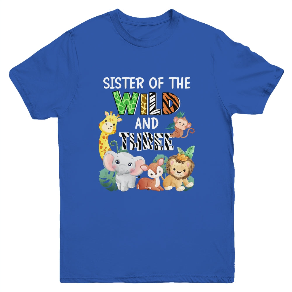 Sister Of The Wild And Three Zoo Theme Birthday Safari Youth Shirt | siriusteestore